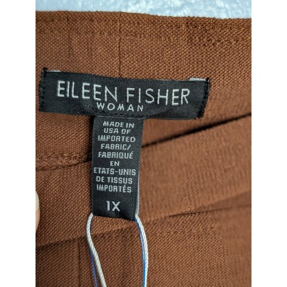 Eileen Fisher 1X Nutmeg Washable Stretch Crepe Slim Ankle Pants Womens USA Made - Picture 3 of 15